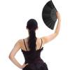 Bliingdom Black Folding Hand Classic Style Fan Fabric Bamboo Ribs Hand Held Chinese/Spanish Foldable Fan for Wedding, Party Favor, Performance,