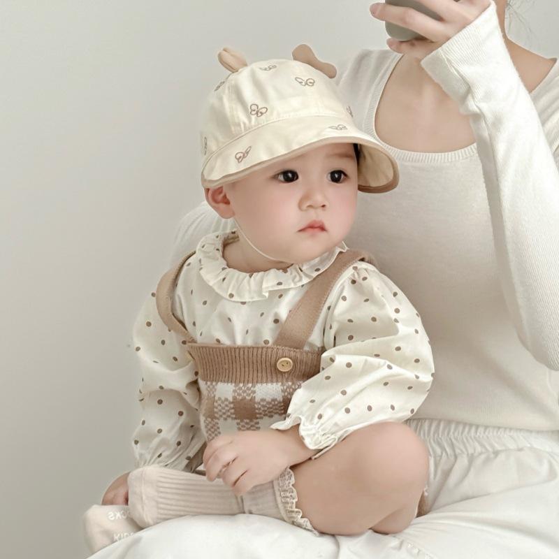 Children's Spring and Summer Pure Cotton Baby Fisherman's Hat Breathable Thin Baby Large Brim Sun Protection Pot Hat