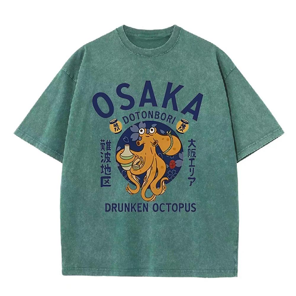 2026 Japanese Osaka Dotonbori Drunken Octopus Food Lover Funny Graphic Tee Shirt Mens Women Fashion High Quality Cotton Tshirts