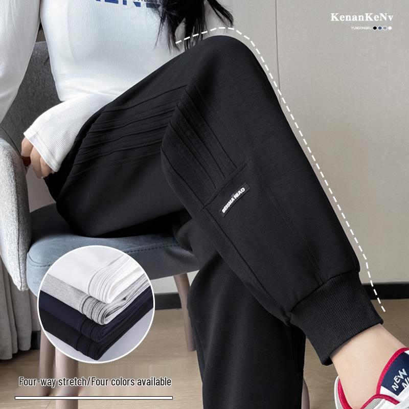 

Женские утягивающие зауженные черные спортивные брюки, Осень-Зима 2024, Петит Плюс Бархатные Повседневные Брюки XL