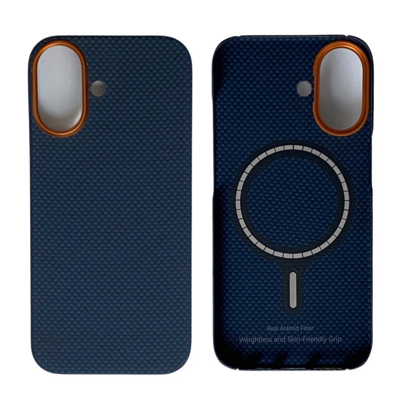 Apple iPhone 17 Ultra-thin Kevlar Case with Magnetic Suction, Alloy Frame, Aramid Fiber, and Half-wrapped Design