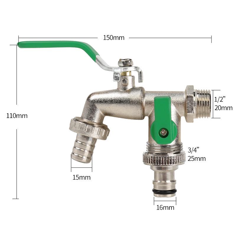 Black-Plated Zinc Alloy Double Outlet Garden Faucet