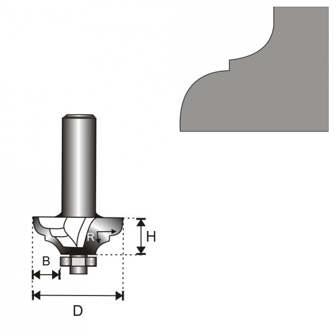 Classic Milling Cutter 2 With Bearing T12 D38.4 H17.5 R6.35 B12.7Mm - Ded07F183C