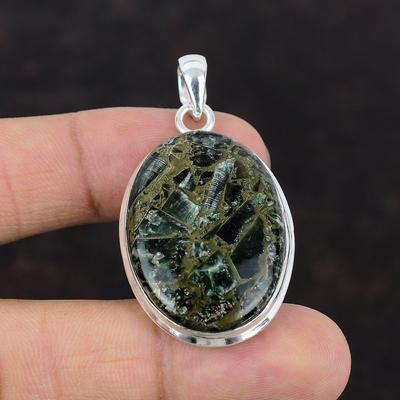 Copper Seraphinite Pendant A One Quality Gemstone Pendant 925 Sterling Silver Pendant Wonderful Handmade Jewelry Gift For Mom Hippie Pendant