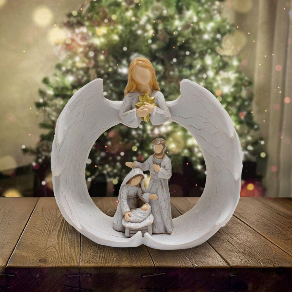 

Cartoon Angel Family Sculpture Crafts Resin Angel Ornament Angel Religious Ornaments Holiday Gift Angel