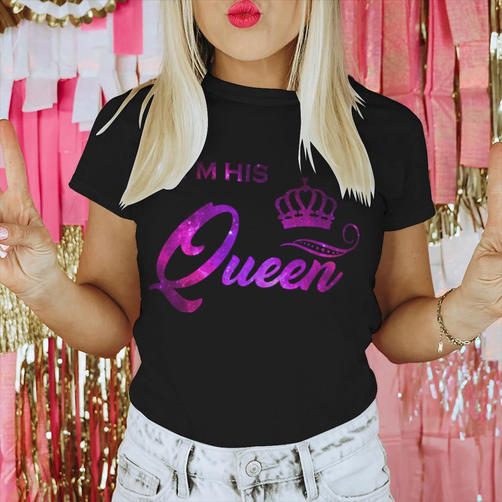 Vintage Starry Sky Style Im His QueenHer King T Shirt Women Men Fashion Crown Matching Tshirt Sweet Valentine Gifts Tshirts