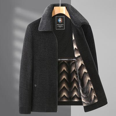Nová podzimní zima pánská bunda táta středního věku business ležérní žinylka Silný kardigan a fleece kabát
