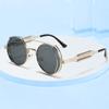 Cyberpunk Round Frame Sunglasses for Men Stainless Steel Hollowed Out Mirror Legs Avant Garde Fashion