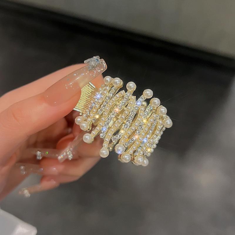 1Pcs Fashion Crystal Artificial Pearls Metal Hair Claws For Women Girls Female Party Ponytail Exqusite Hair Accessories