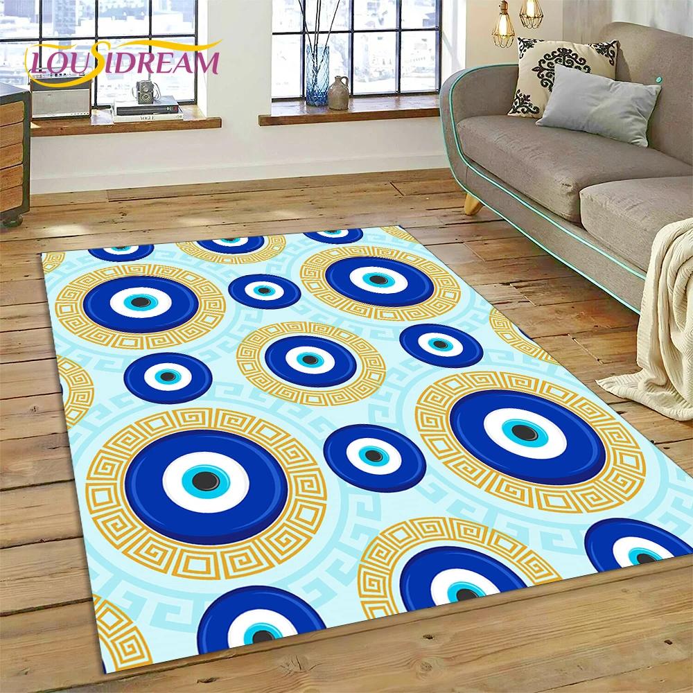 Evil Eye Turkey Blue Nazar Eye of Horus Rug Carpet for Living Room Bedroom Decor,Floor Mat Non-slip Decoration for Sofa Doormat