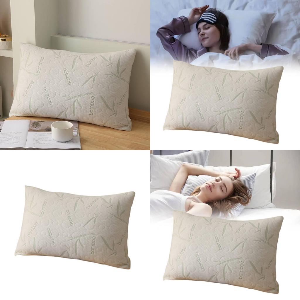 Memory Foam Luxury Pillow With Cool Silk Knit Cover For Adult Sleep Comfort