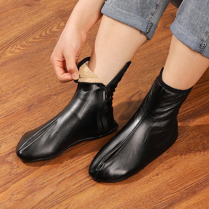 1 Paio di Calzini Caldi Unisex Invernali Caldi in Pelle con Velluto Plus Ispessiti Termici con Zip per Interni Morbidi Antiscivolo Calzini in Pelle