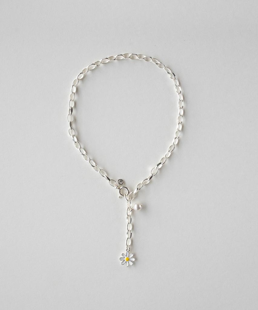 Merrymotive [Silver] Daisy Flower And Pearl Bracelet