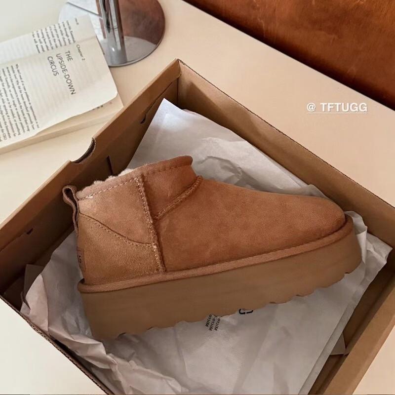 

Women s Genuine Leather Platform Mini Snow Boots 35