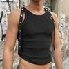 Summer Men Sleeveless Casual Fitted Rib Tank Tops Undershirts
