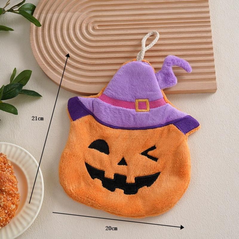 Halloween Handtücher Ultra Saugfähig Korallenfleece Kürbis Geist Pirat Handtuch Mit Aufhängeschlaufe Für Zuhause & Küche