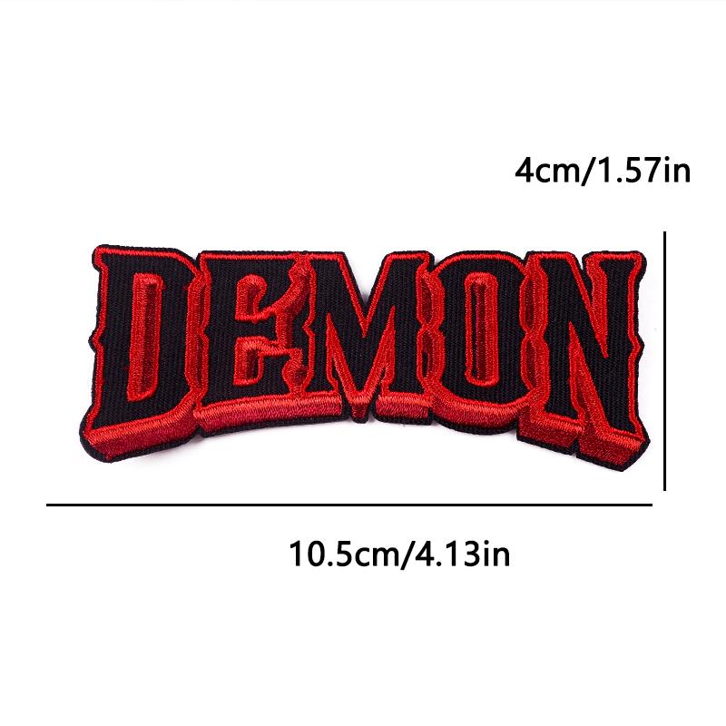 Punk Flame Letter Embroidered Patches For Clothing Sticker Horror Biker Skull Applique Iron On Patches On Clothes Fusible Badges