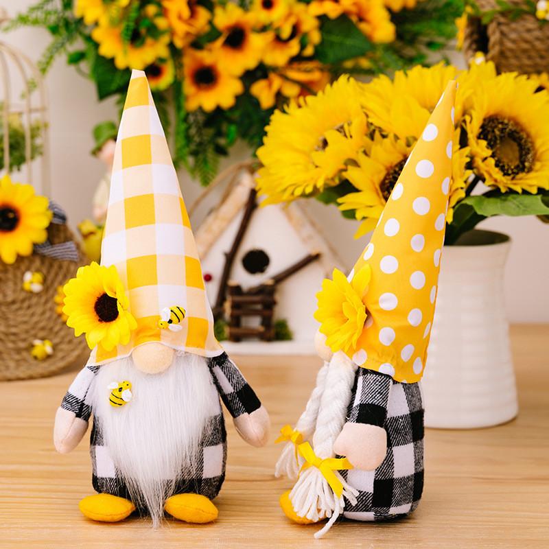 Plush Bee Lively No Face Elder Gnome Doll Decorative Plush Toy For Cheerful Ambiance