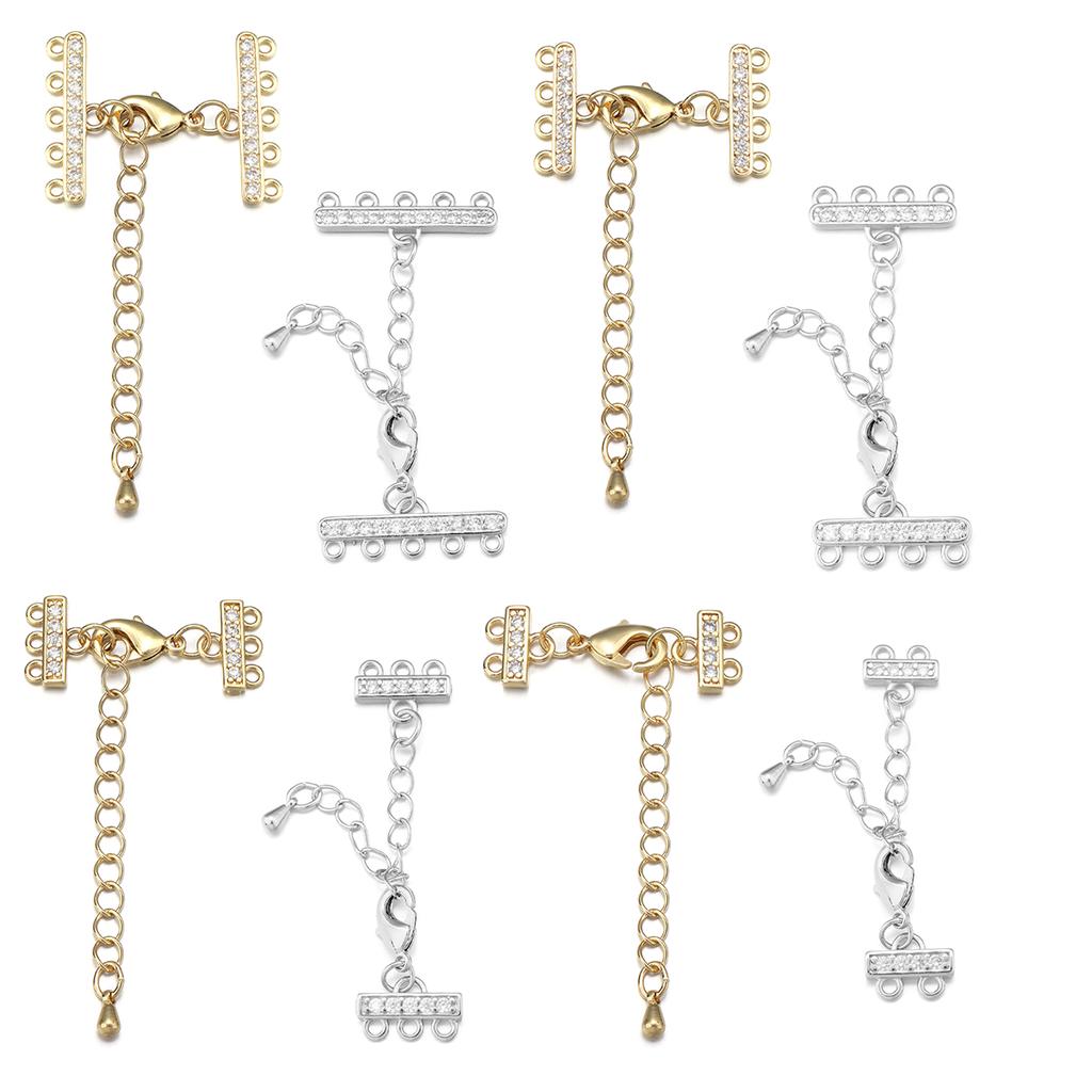 1 set Fermaglio Aragosta Placcato Oro Intarsiato Zircone Connettore Catena di Estensione Per Creazione Gioielli Braccialetti Fai da Te Connettori per Collane