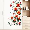 Self-adhesive Floral Wall Stickers Peony Bright Orange Flowers for Fridge Wall Home Decor