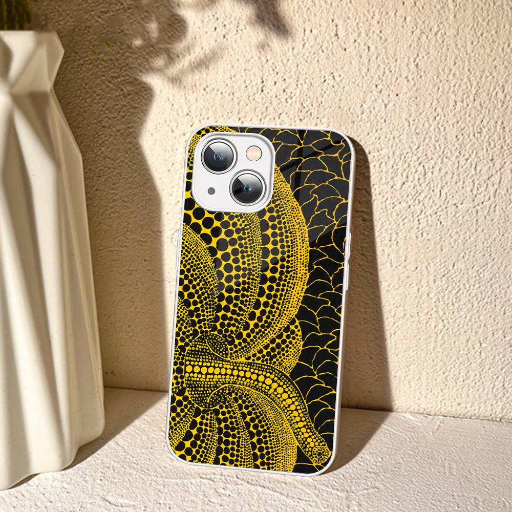 

Yayoi Kusama Pumpkin Flower Art For IPhone 14 13 12 Mini 11 Pro XS Max X XR 14 Plus Tempered Glass Cover iphone XR