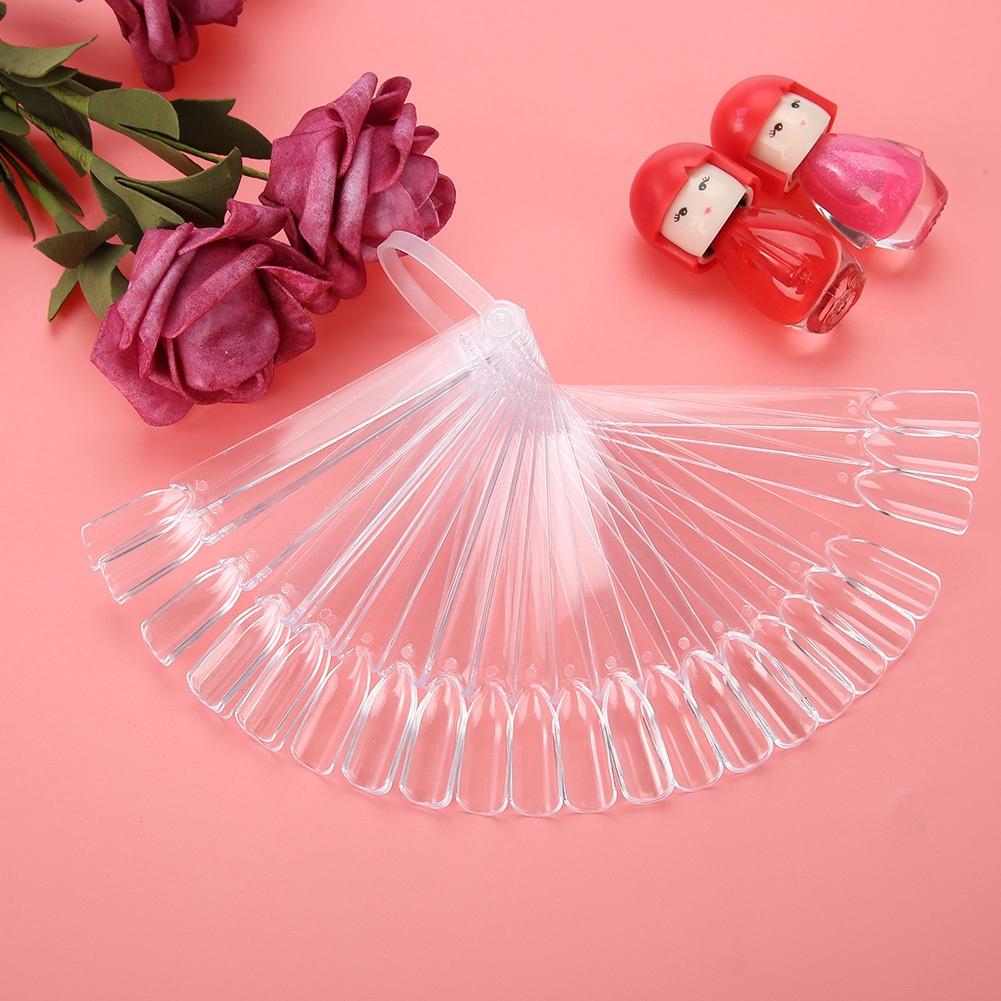 32pcs False Nail Tip Stick Palette Manicure Polish Gel Display Practice Tools Transparent