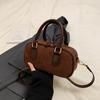 PU Leather Boston Bag Handbag Small Square Bag Portable Shoulder Bag  Streetwear