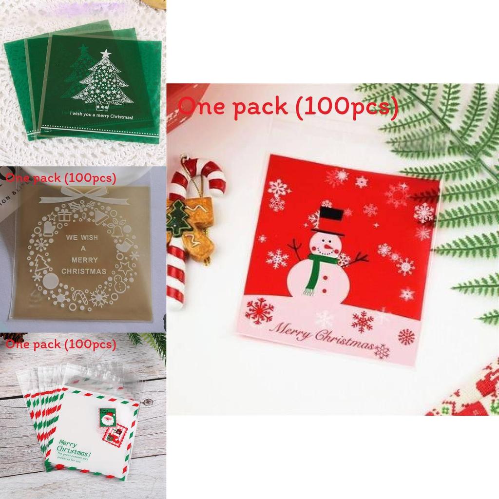 Christmas Packaging Gift Bags With Selfadhesive Closure For Holiday Cookies And Candies