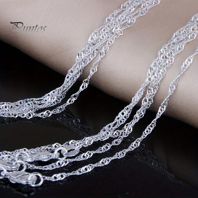 Chain Necklace for Women Girls Silver Water Wave Chain Necklace Trendy Jewelry for Daily Wear Gifting