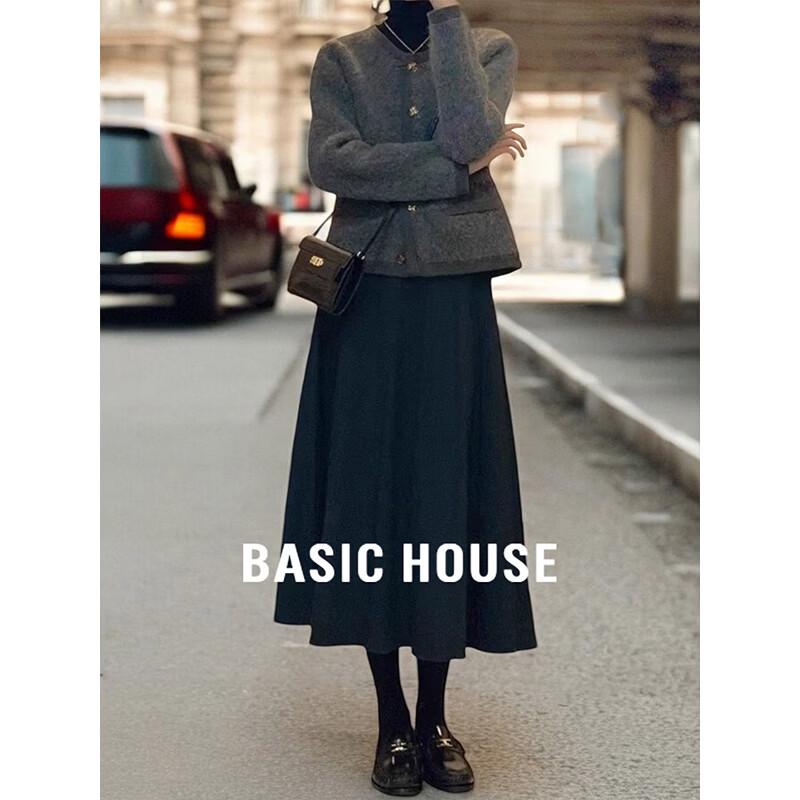 Basic House French A-line Wool Blend Midi Skirt XL