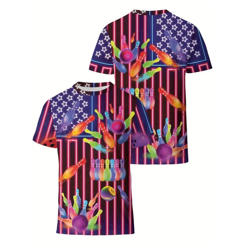 T shirt 3D Print Men's Bowling Lovers Sport Tees Casual Plus Size Unisex Top Summer Street Youth Man Clothing