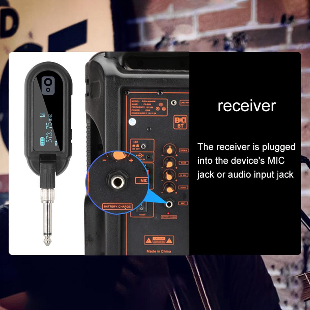 Wireless Guitar System Rechargeable Guitar Transmitter Receiver Set UHF Adjustable Volume for 6.35mm and 3.5mm Guitar