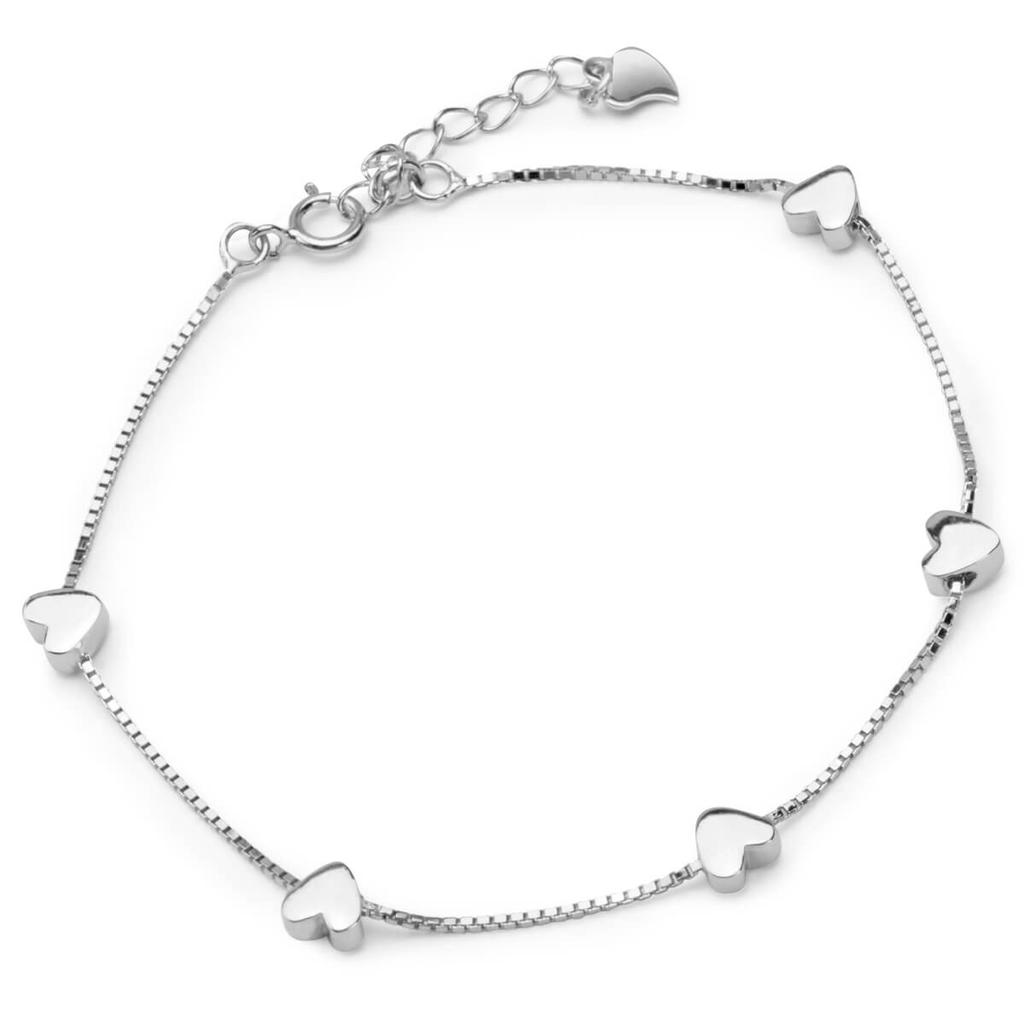 Silver Adjustable Bracelet With Hearts - Bsc5823