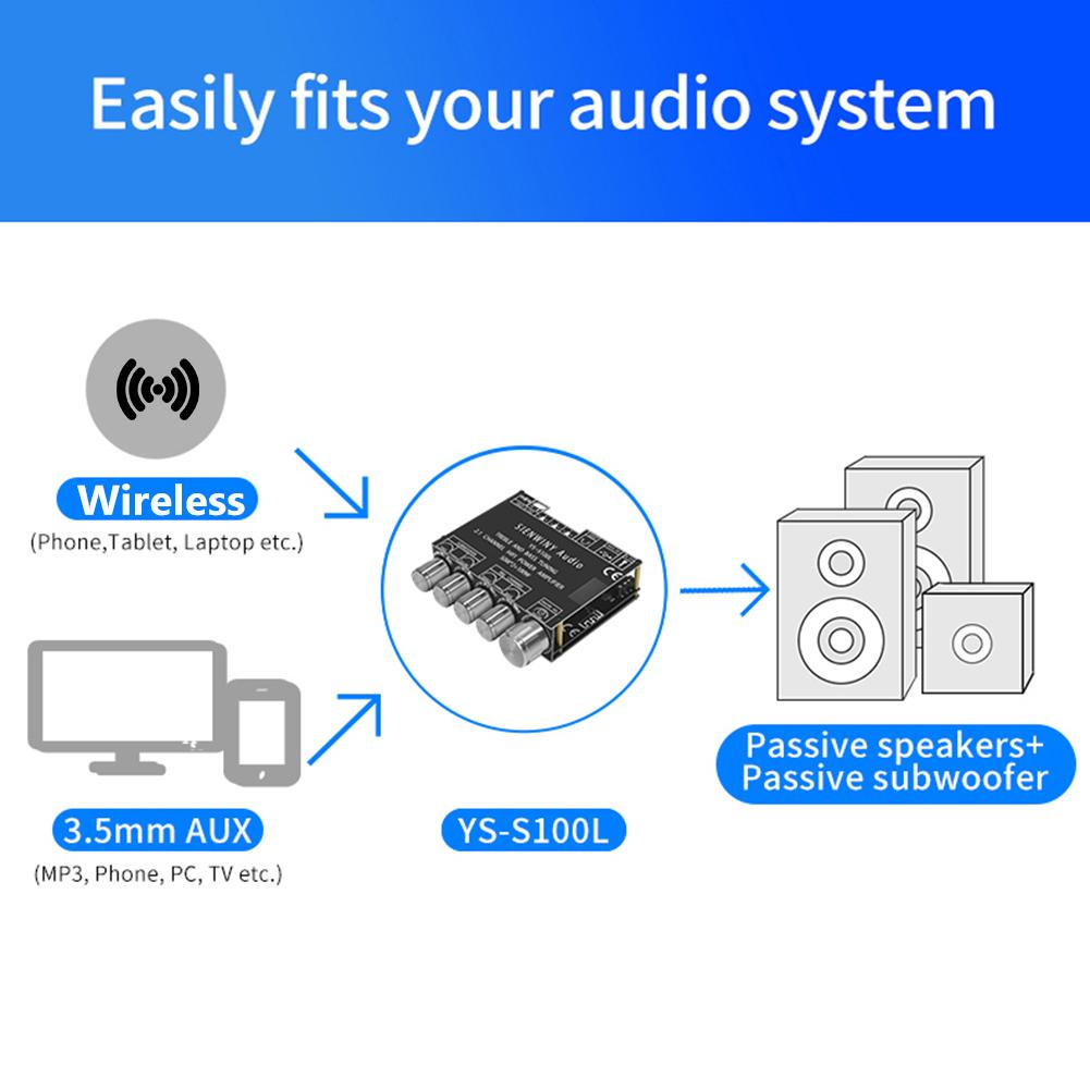 2.1 3 Channel Power Bass Amplifier Board Bluetooth-compatible 5.1 CS8673E AUX Input DIY Home Audio Supports Phone APP Control