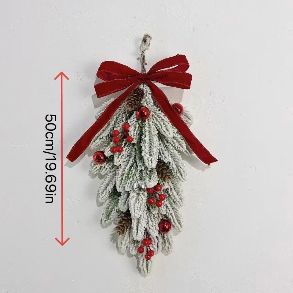 Pine Needles Artificial Christmas Wreath Teardrop Shape Christmas Hanging Decor  Party Decoration
