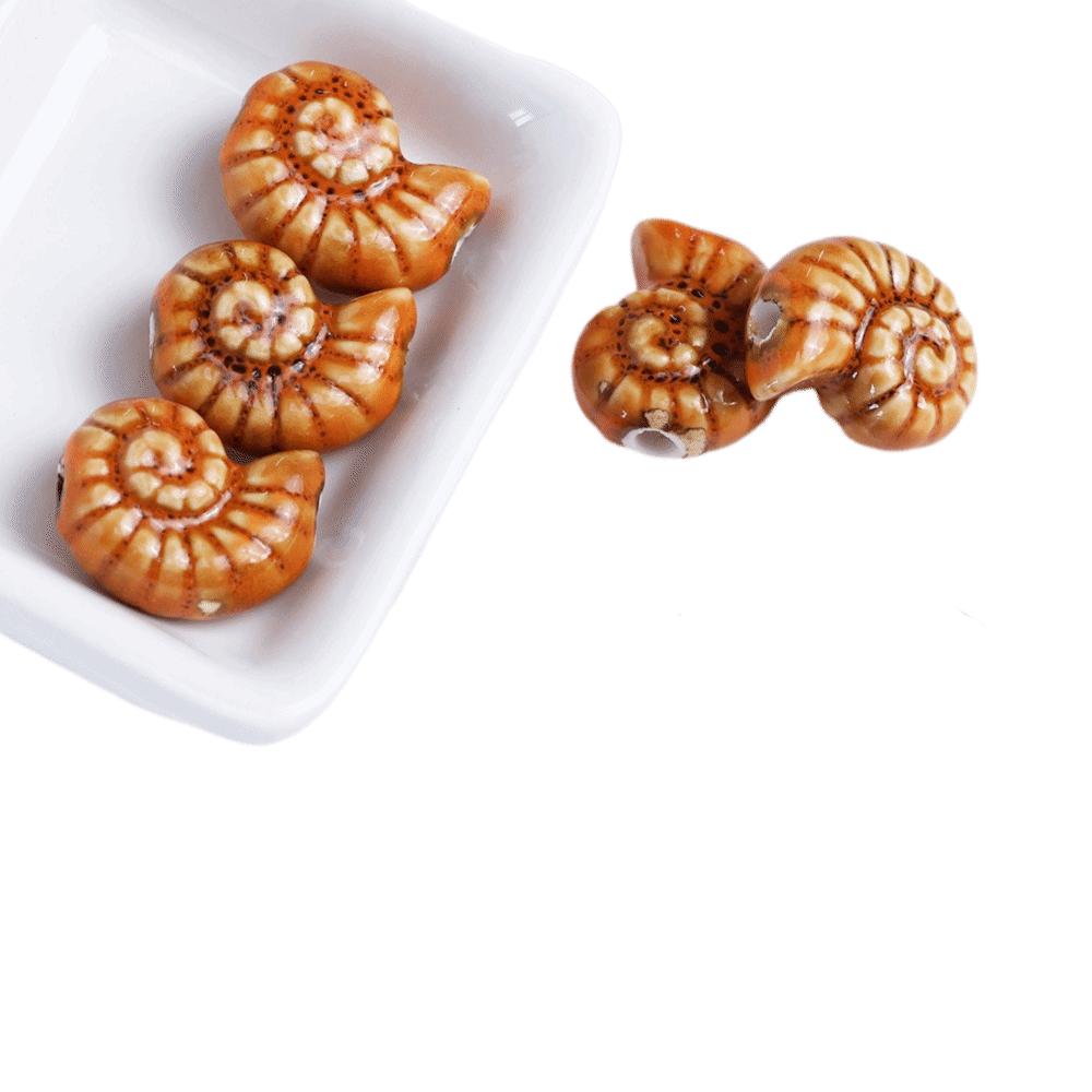 Glazed Snail Ceramic Beads Retro DIY Jewelry Making Pendant Conch Spacer Porcelain Beads Craft