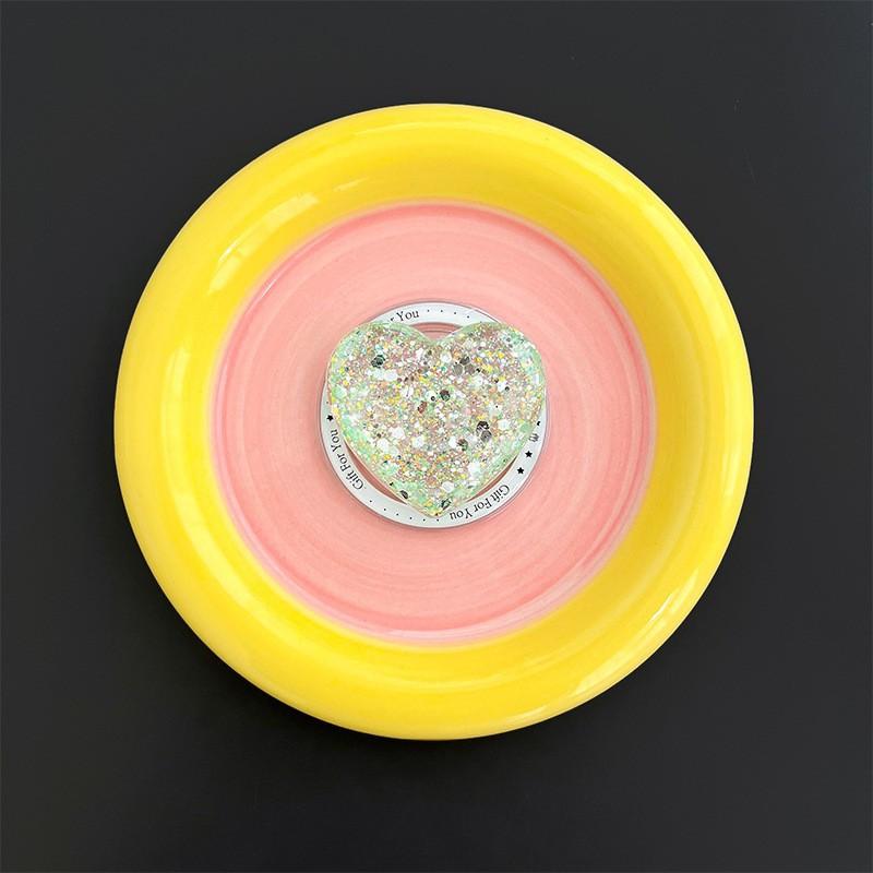 Sequin Drop Glue Heart-shaped Mobile Phone Airbag Holder Magnetic Suction Magsafe Back Sticker Women Expandable Support Frame Watching TV Shows