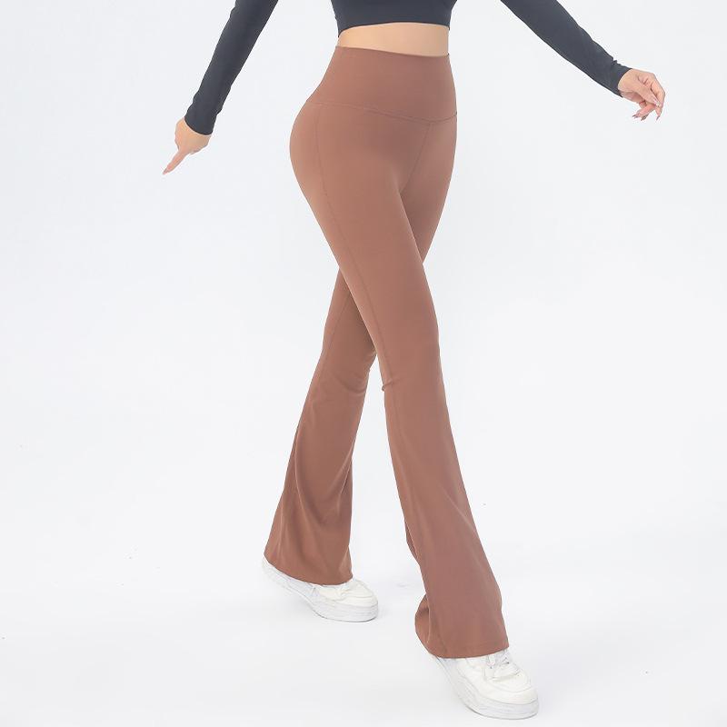 High-Waist Yoga-Hose mit Nude-Gefühl: Schnelltrocknende Micro-Flare Weitbeinige Hose mit Pfirsich-Po-Lifting für Damen
