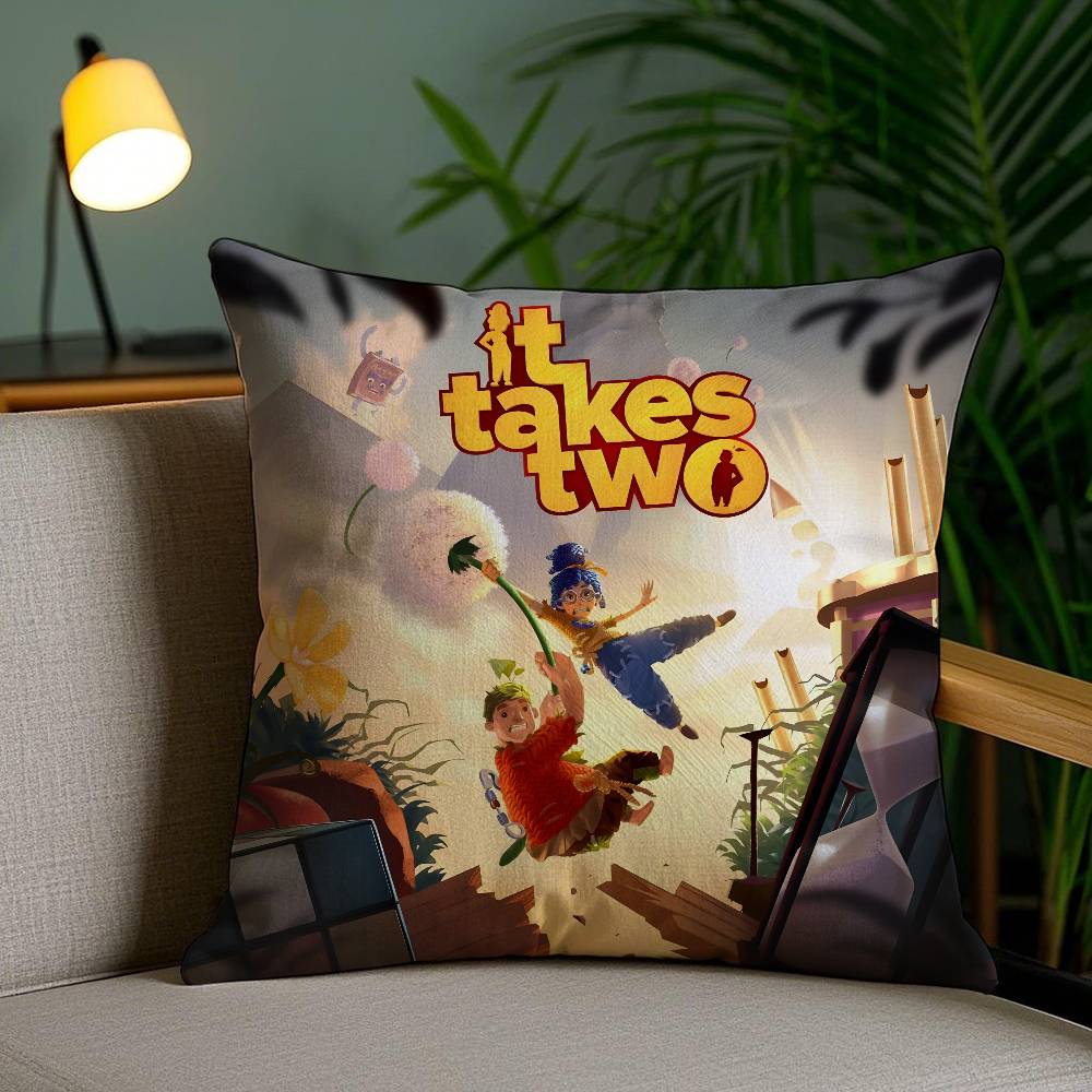 Kissenbezug Spiel It T-Takes Two Sofa Kurzer Plüsch Doppelseitiger HD-Druck Zimmer Home Office Geschenk Kissenhülle