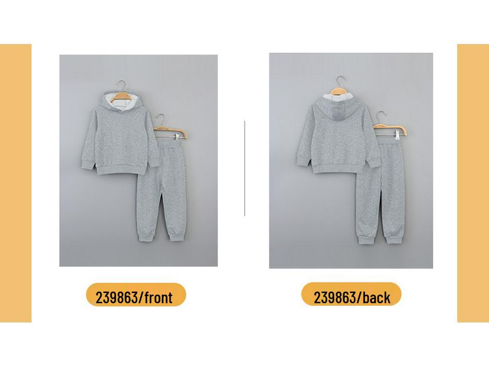 Kinder Einfarbig Langarm Kapuzenpullover und Hose Set - Herbst/Winter Freizeitkleidung