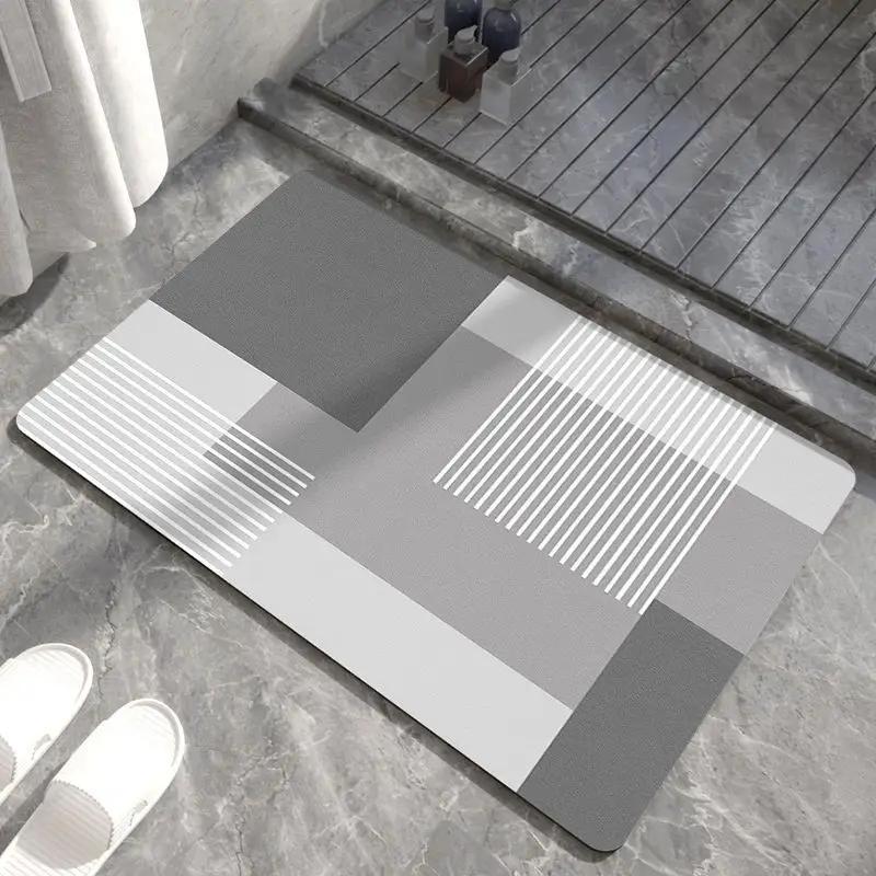 

Grey Geometric Carpet Diatom Mud Mat Bathroom Mat Non-slip Waterproof Carpet Doormat Kitchen Rug Carpet For Live Room Hom 40X60CM (1.3X2FT