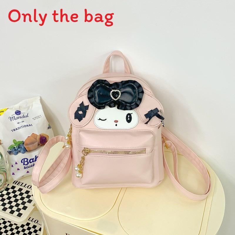 Kuromi Cute Student Backpack With Pu Leather And Bow Decor For Daily Use