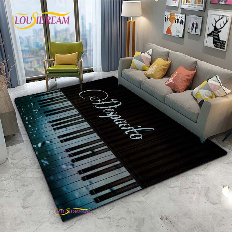 Alfombra de Vinilo con Notas Musicales Negras Vintage para Decoración de Sala de Estar Dormitorio Alfombras de Área Cocina Felpudos Antideslizantes Alfombra Regalo de Cumpleaños