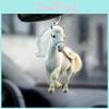 Modern Acrylic White Horse Car Hanging Ornament Stylish Interior Decoration Piece