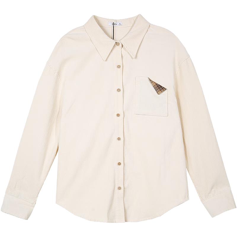 Betu Women s Plaid Spliced Cotton Button-Up Shirt S