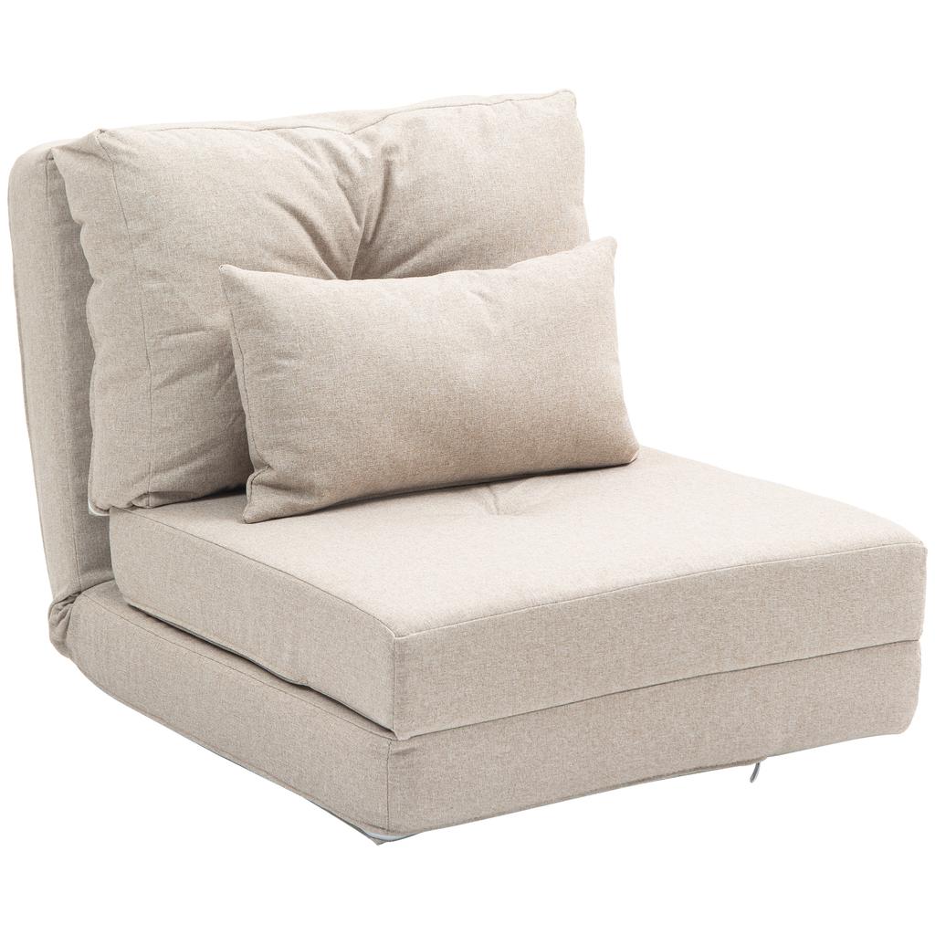 Floor Chair Folding Mattress Sleeping Mat, 2-in-1 Design, Removable Cushion, 60 x 80 x 56 cm, Beige