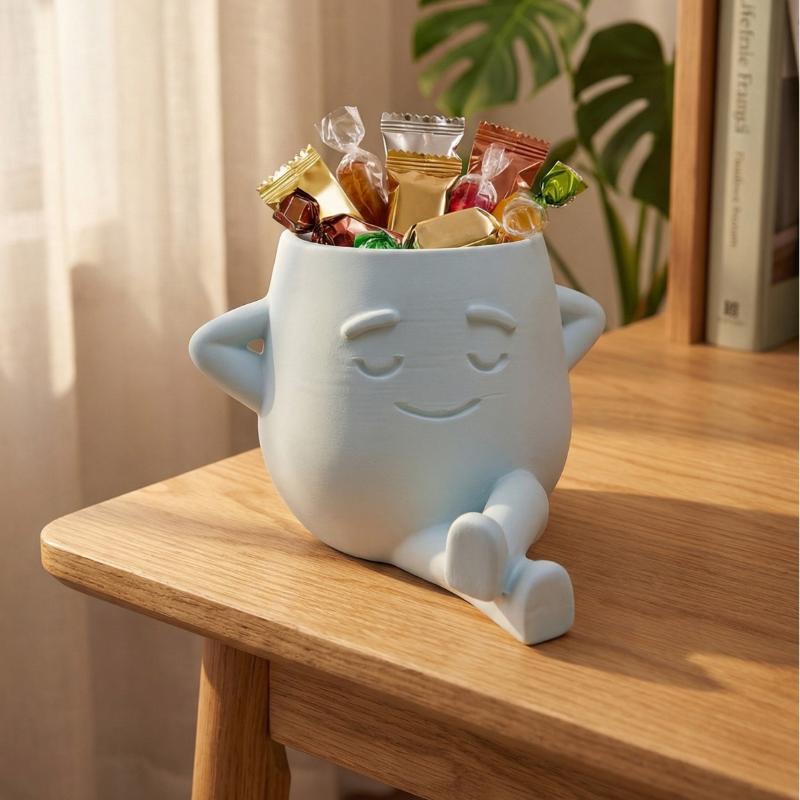 Face Flower Pot Cute Resin Flower Head Planter For Indoor Outdoor Unique Sit Chair Pots Home Garden Decor