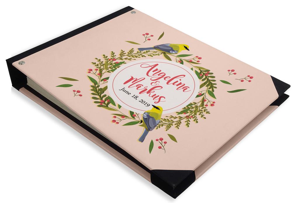 Darling Souvenir Blue Floral & Geometric Hardbound Cover Printed Anniversary Wedding Guestbook Scrap Book-7 X 9