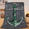 Cool Punk Anchor Skull Cobweb Dark Tone Art Flannel Blanket Soft Warm Throw for Couch Leisure Gothic Nautical Home Decor