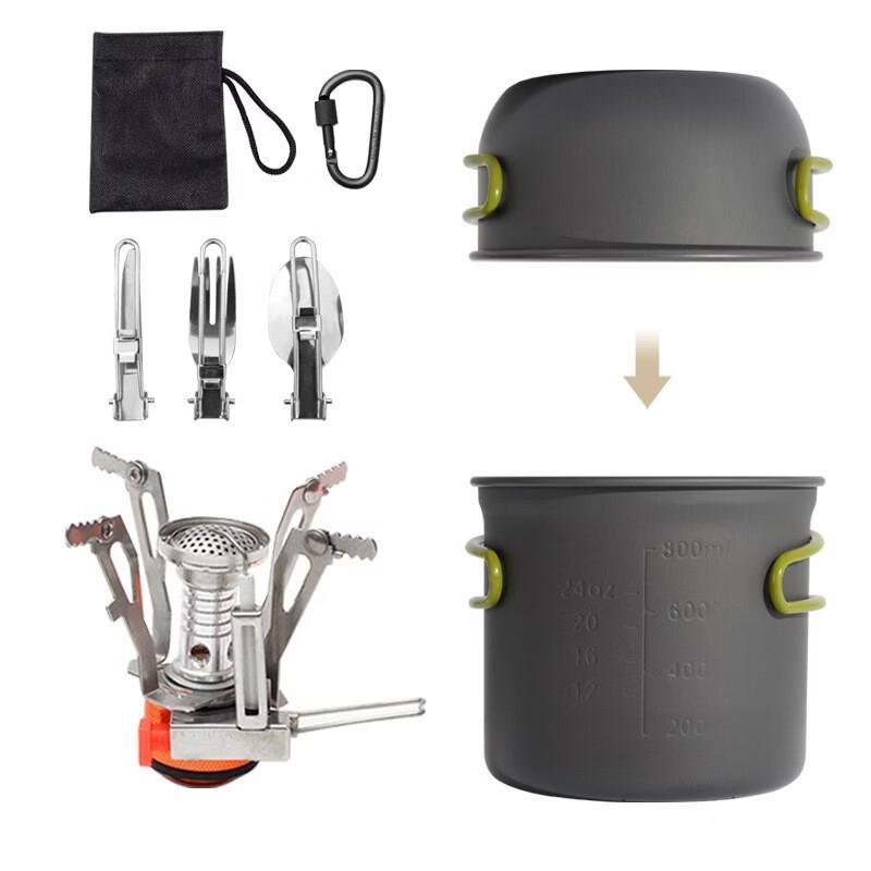 Portable Outdoor Camping Cookware Set with Mini Stove